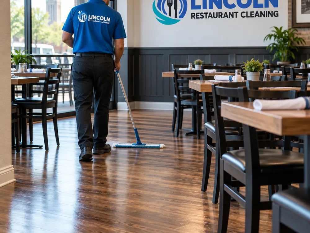 Clean streak-free dining room floors with reset tables and detailed baseboards